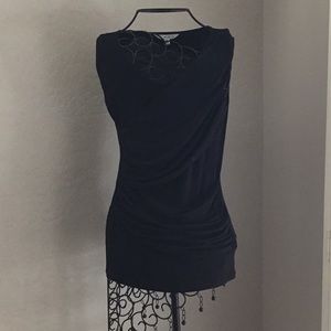 CAbi Asymmetrical Drape Front Tee - Black